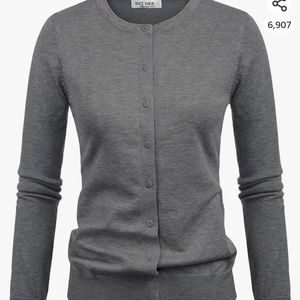 Dark gray button down stretchy sweater size large